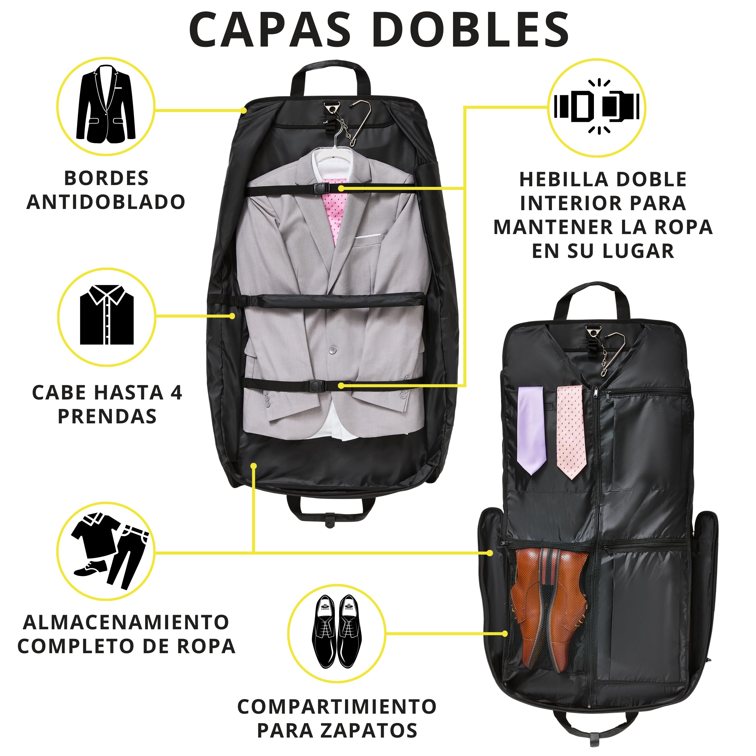 ZEGUR Bolsa de Transporte para Ropa para Viajes y Viajes de Negocios, diseño Elegante, con Correa para el Hombro y Bolsillos de organización