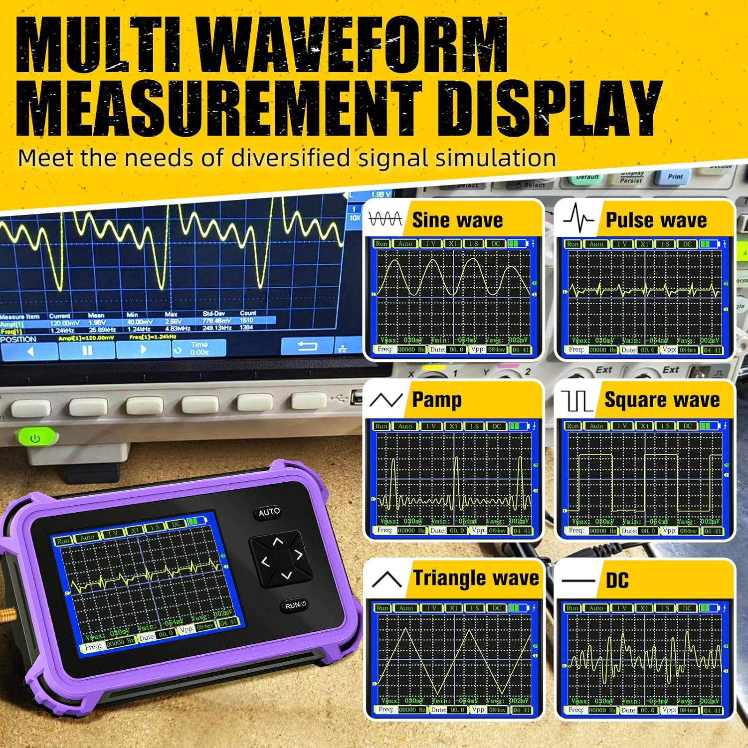 Handheld Portable Oscilloscope, 2.8" TFT Digital Oscilloscope, 1MHz Bandwidth, 8.33MSa/s Sampling Rate, Auto/Normal/Single Trigger Modes, Ideal for Home & Automotive Use