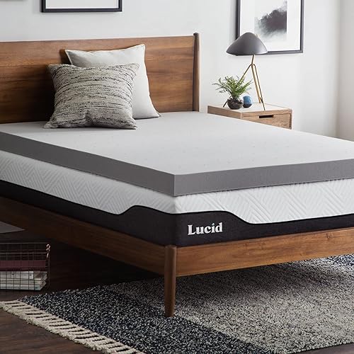 Lucid 4 Inch Mattress Topper Full – Memory Foam – Bamboo Charcoal Infusion – Cooling Ventilation – Hypoallergenic – CertiPur Certified Foam