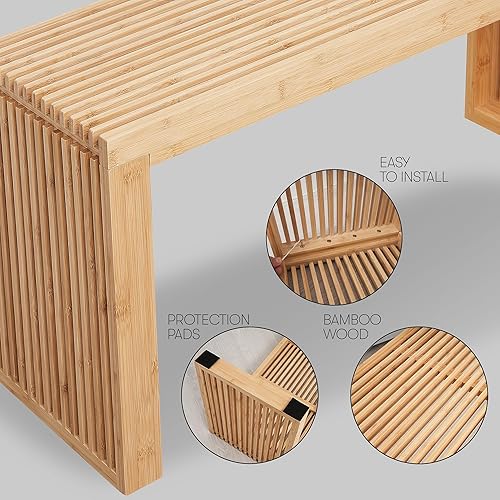 Miniatura 3 de SWEVEN Banco de comedor  Banco de entrada  Banco de noche  Moderno banco de almacenamiento de madera para interiores para entrada delantera,