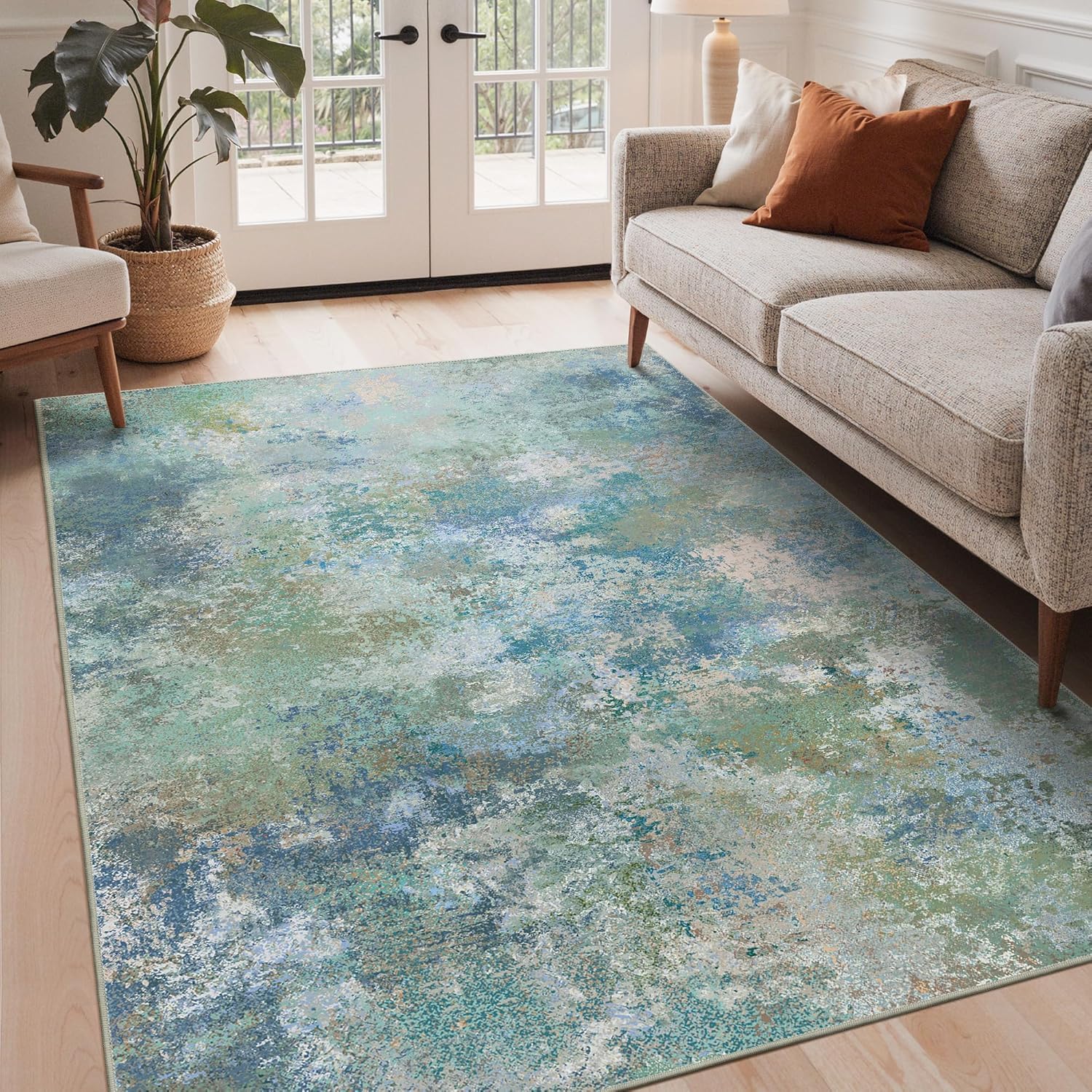 Tapis antidérapant et moelleux 200 x 290 cm lavable pour grand salon