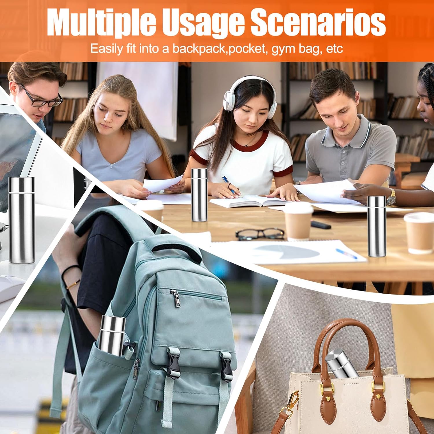 Blcculi 4 Pack Mini Water Bottles,4.4 oz Insulated Stainless Steel Bottle,Mini Bottle,Small Water Bottles,Leak Proof Flask Keeps Drink Cold and Hot for Purse Women Lunch Bag Coffee(Silver) - Image 7