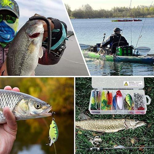 Miniatura 7 de PLUSINNO Fishing Lures, 292/210Pcs Tackle Box with Tackle Included, Crankbaits, Hooks, Weights, Fishing Accessories kit, Fishing Bait Lure Gear Kit