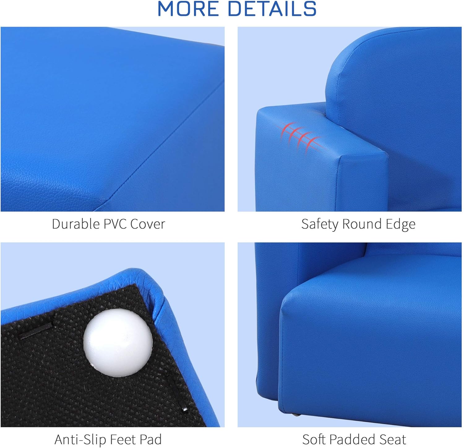 Qaba 2-in-1 Multifunctional Kids Sofa Convertible Table and Chair Set for Boys Girls, Blue