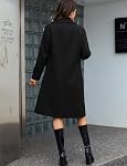 Tanming Women's Notch Lapel Double Breasted Wool Blend Mid Long Pea Trench Coat