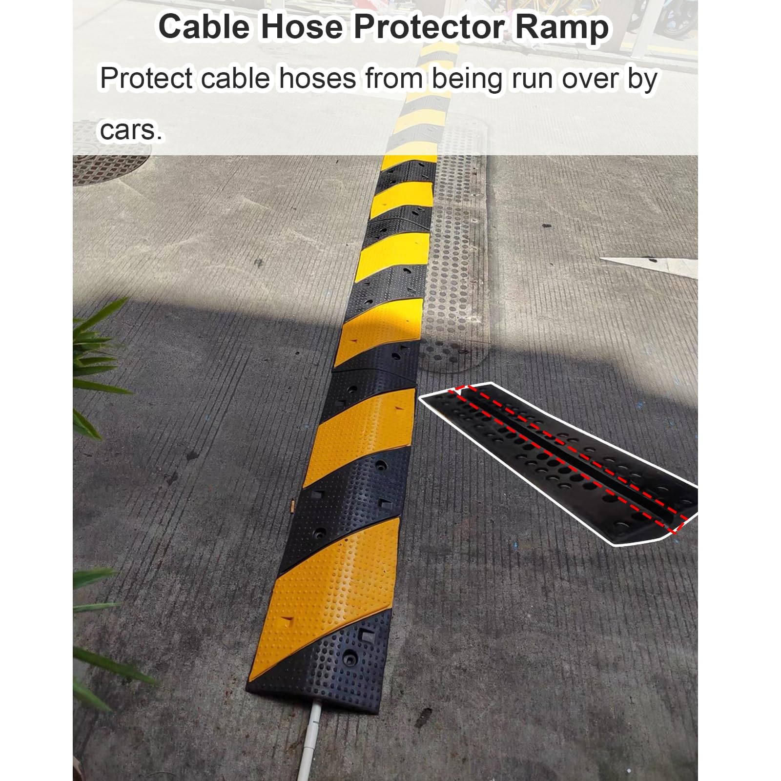 100cm Dossi Stradali in Gomma, Dosso Artificiale per Garage Canalina Passacavi, Carico Massimo 30t, per Garage, Strade Sterrate, Asfalto, Cemento