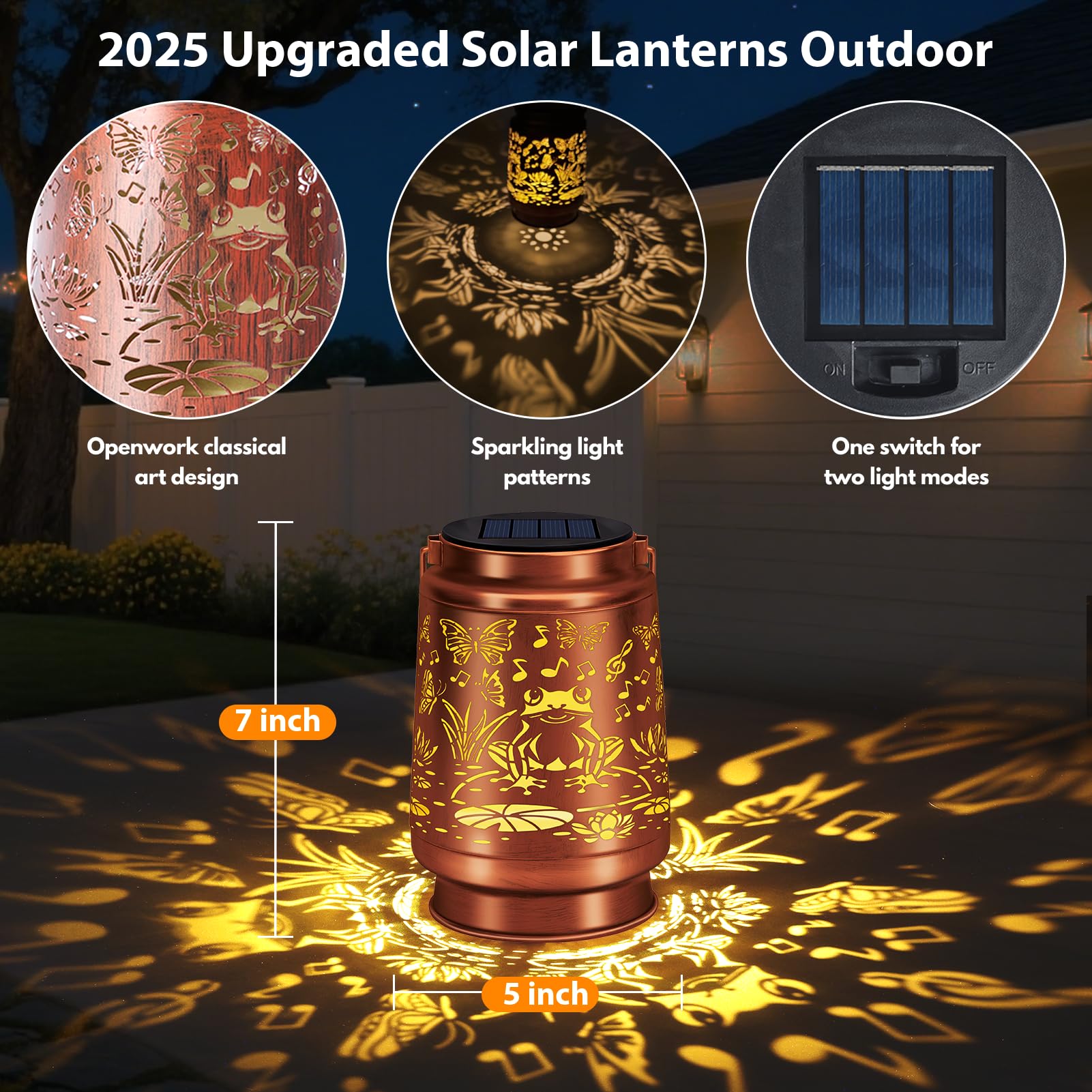Farol solar para exteriores, impermeable, decoración de jardín, regalos de cumpleaños de Navidad para mujeres, mamá, abuela, jardín, patio, césped, balcón, porche, rana