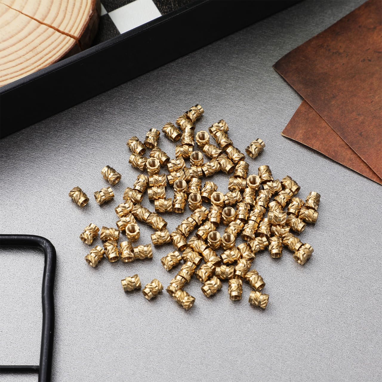Amosfun M3 Knurled Brass Threaded Inserts 100pcs – Secure Grip for 3D Printing Assembly & Electronics Mounting – for PLA, PETG, ABS, DIY Makers