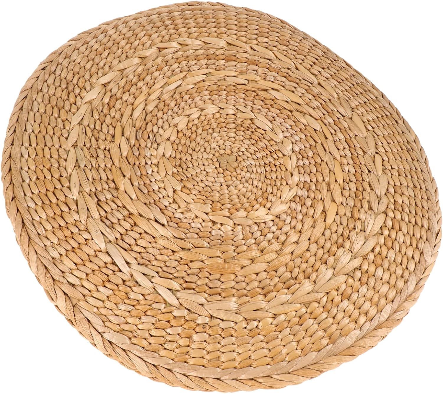 PRETYZOOM Japanese Style Tatami Seat Cushion Round Woven Straw Floor Mat Breathable Solid Color Zabuton for Meditation Yoga and Home Seating