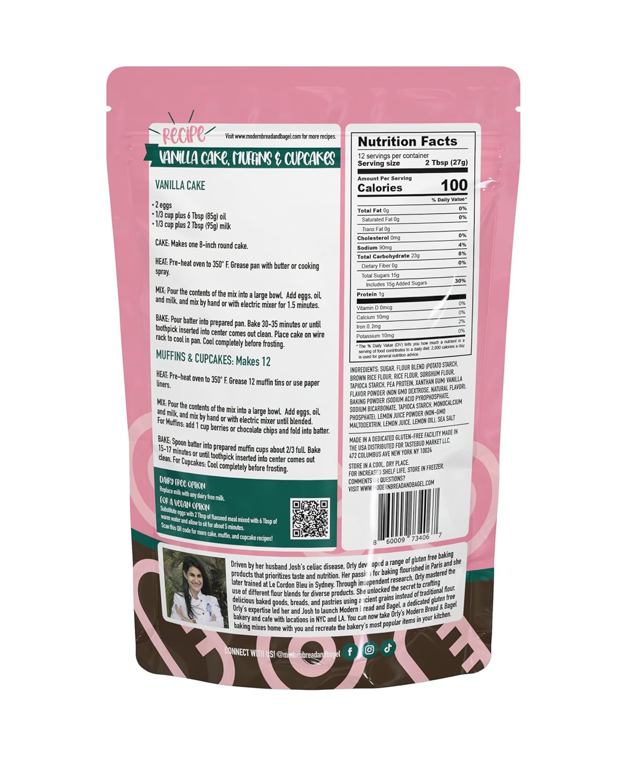 Modern Bread & Bagel Gluten-Free Vanilla Cake, Cupcake & Muffin Mix | Certified Gluten Free | Nut Free | Non-GMO | Vegan Friendly | Kosher - 11.5 oz. (2 Pack)