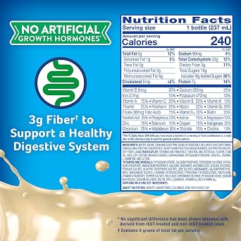 PediaSure Grow & Gain with Fiber Nutritional Shake for Kids, 7g Protein, 3g Fiber to Support a Healthy Digestive System, DHA Omega-3, Non-GMO, Vanilla, 8-fl-oz Bottle, Pack of 1