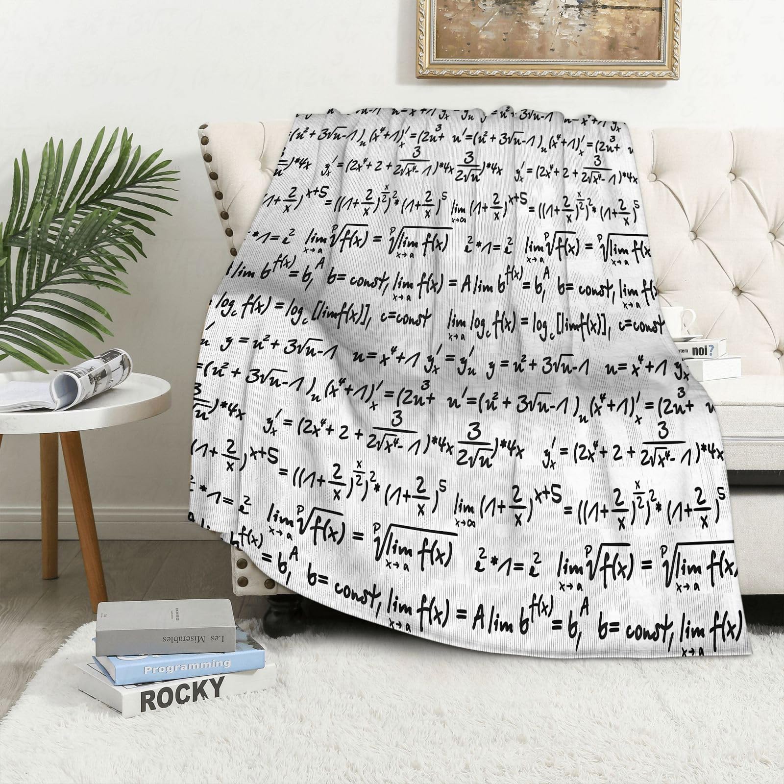 MAAPCHP Flannel Fleece Blanket Throws for Sofa Fluffy Blanket Bed Throw for Bedroom Math formulas seamless pattern hand drawn mathematical equations vector illustra Blanket for Bed, Couch,Car 60x80in