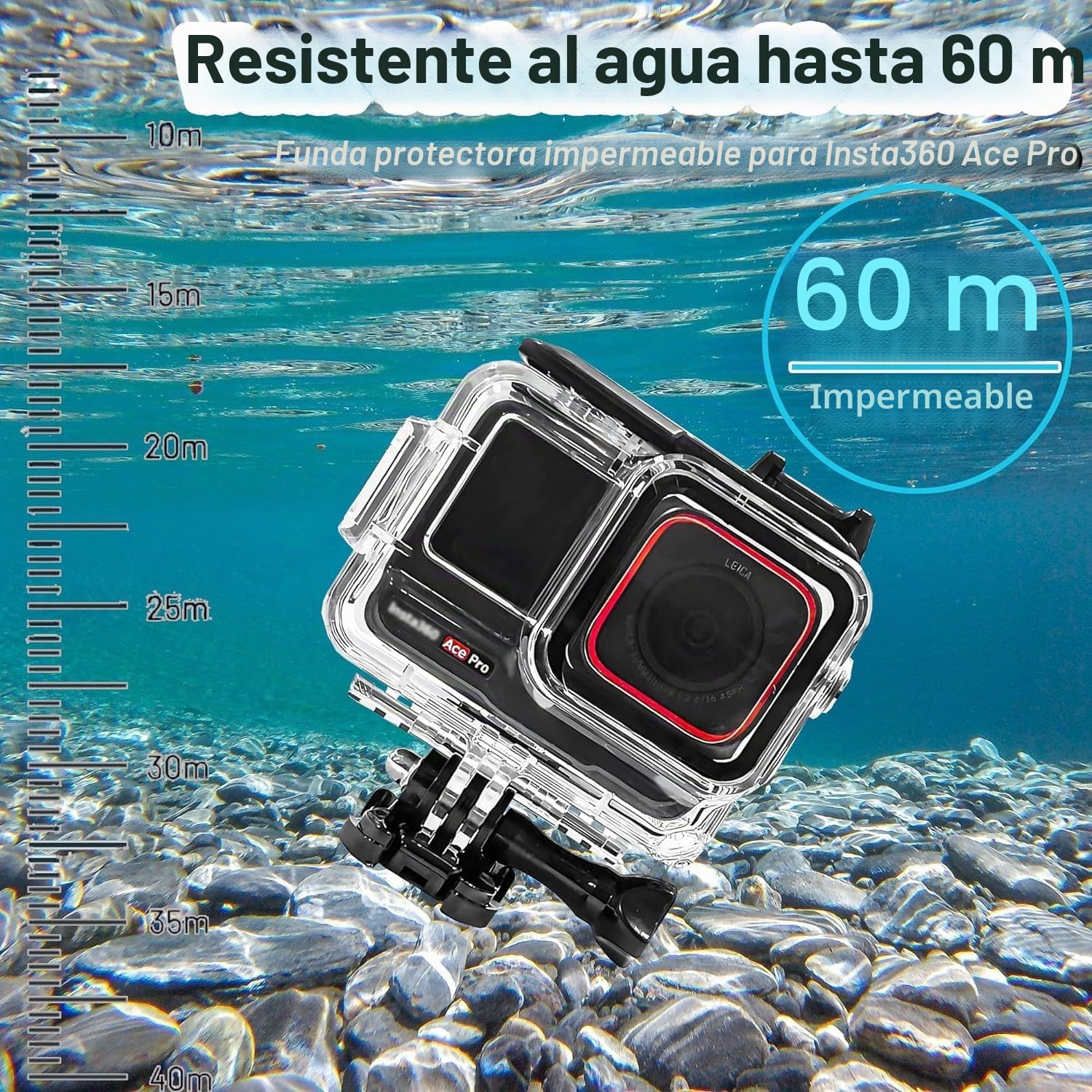 Funda impermeable y agarre flotante compatible con Insta360 Ace Pro, carcasa protectora de buceo submarino con accesorios de soporte para Insta360 Ace Pro
