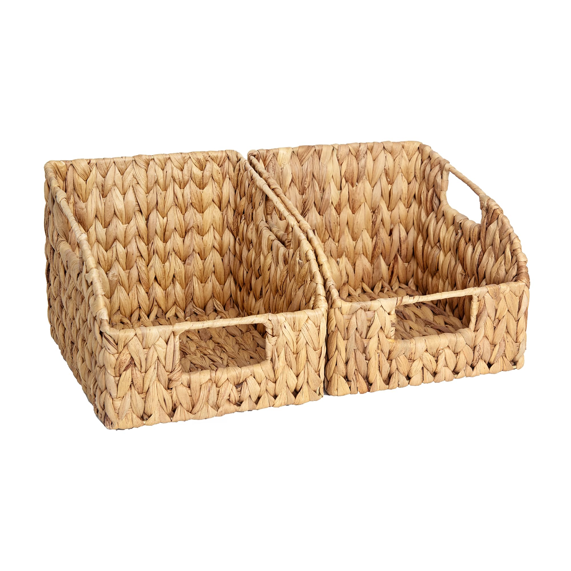 StorageWorks Water Hyacinth Wicker Baskets with Built-in Handles, Hand Woven Baskets for Organizing, 8.7ââ‚¬Â x 9.8ââ‚¬Â x 7.5ââ‚¬Â, 2-Pack