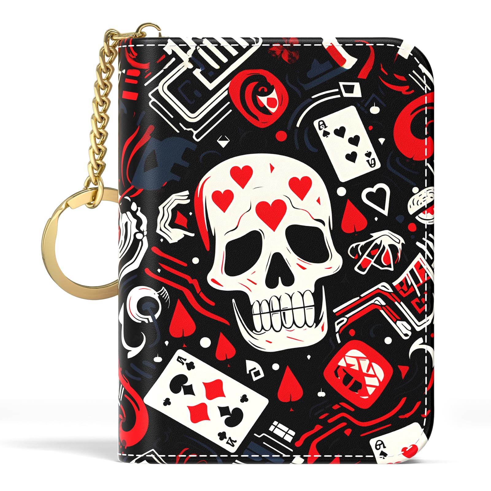 Credit Card Holder for Women, Small RFID Wallet Slim Leather Card Case | Credit Card Holder for Women, Business Card Organizer Case with Zipper and Keychain