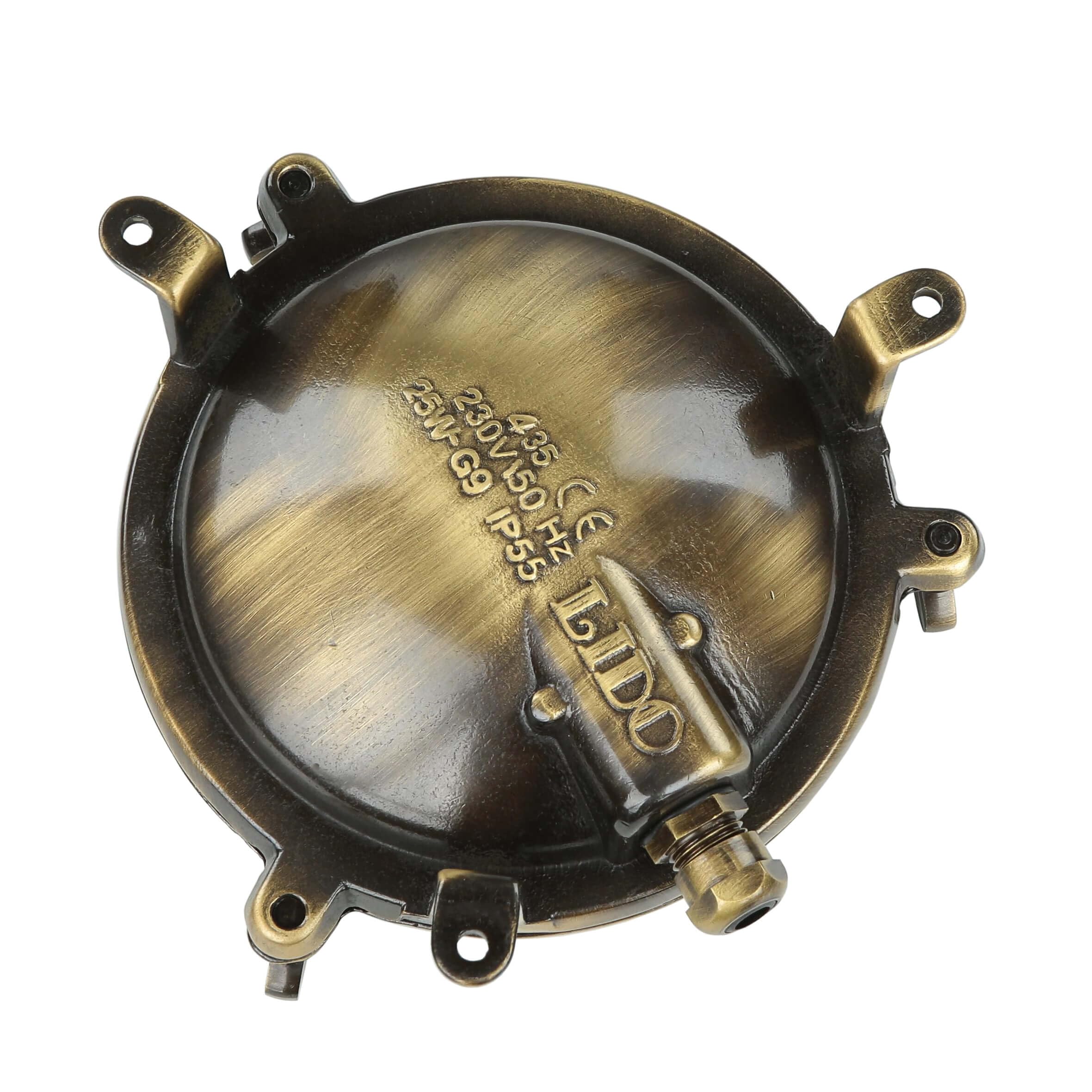 Applique murale pour l'extérieur ronde en laiton antique hublot maritime IP44 premium D : 14 cm lampe de bateau lampe de bateau applique murale cour jardin éclairage extérieur