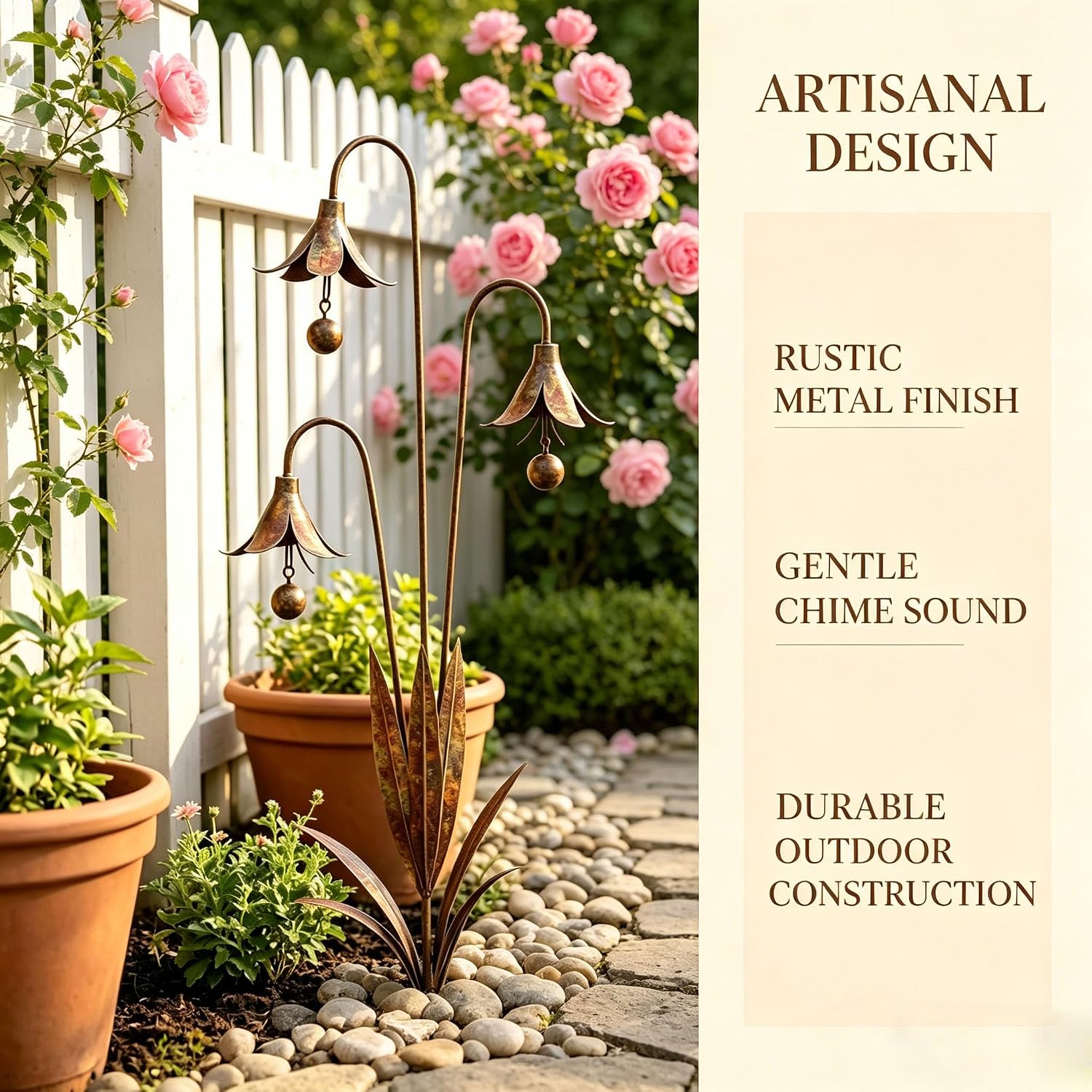 Triple Bluebells Garden Stake, Outdoor Metal Flower Yard Ornament, Metal Flower Outdoor Yard Decoration, Spring Pathway Accent Lawn & Patio Decorative Stake for Outdoor Garden (1pc)
