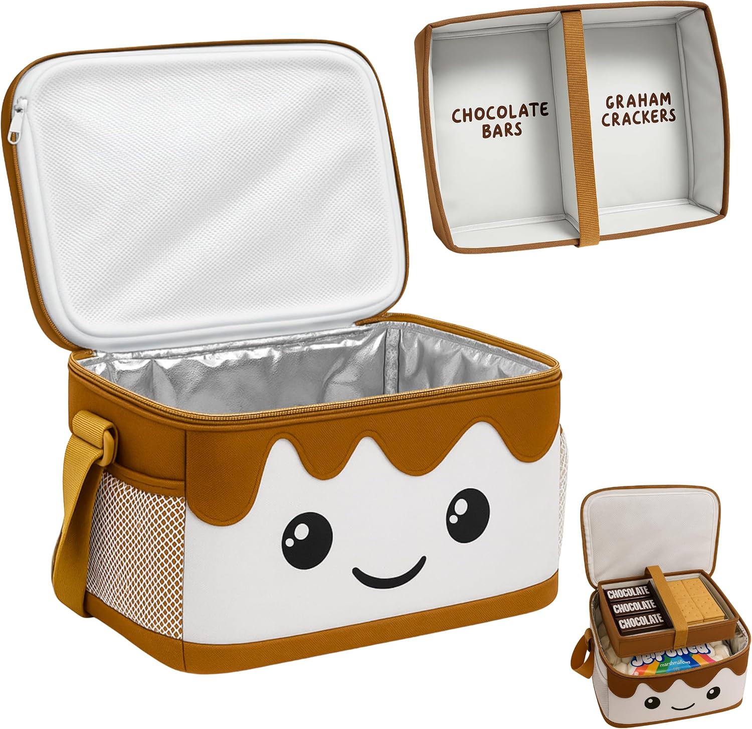 THE S'MORES COMPANY - S’mores Caddy with Tray Organizer, Smores Snackle Box Kit for S’mores Supplies, Camping Accessories