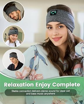 Perytong Sleep Headband - Bluetooth Sleeping Headphones for Side Sleepers - Headphones for Sleeping Comfortable Headband with Thin Speaker Microphone Gift Ideas for Women Men