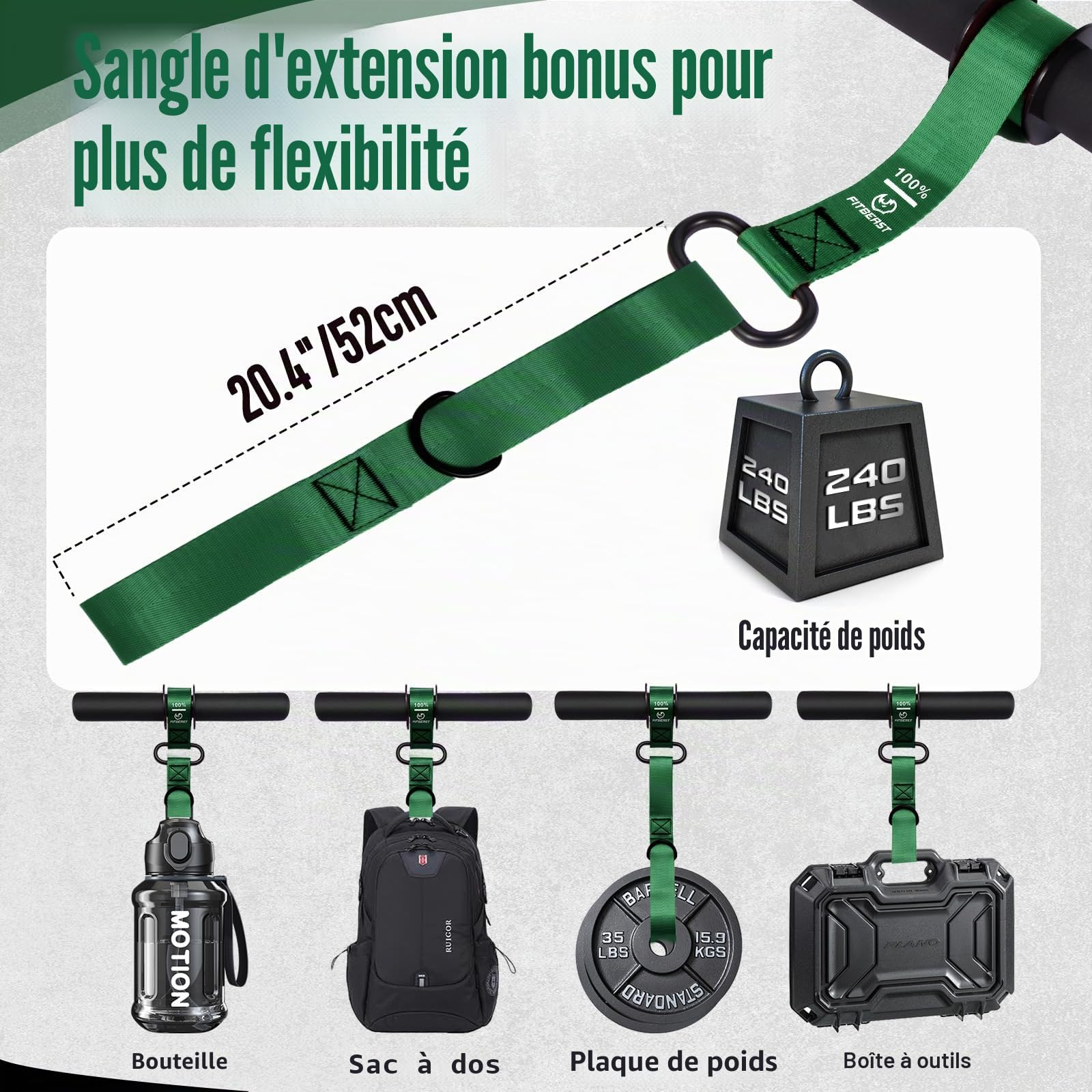 FitBeast Fortifiant pour avant-bras et rouleau de poignet avec poignée épaisse, entraîneur de force d'avant-bras avec sangle réglable – Idéal pour la force de préhension,