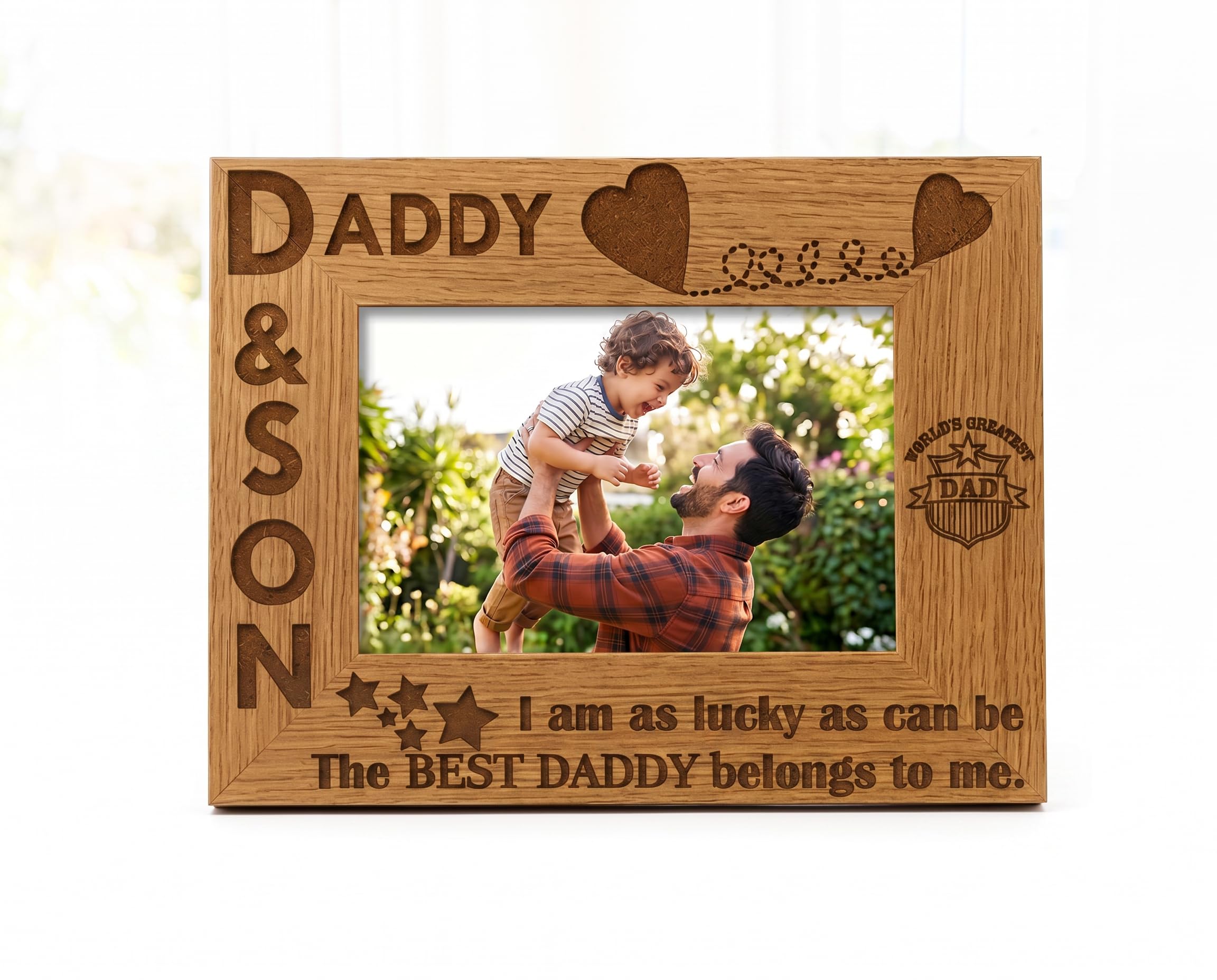 Ukgiftstoreonline Daddy And Son Wooden Photo Frame Gift (5 X 7 Inch)