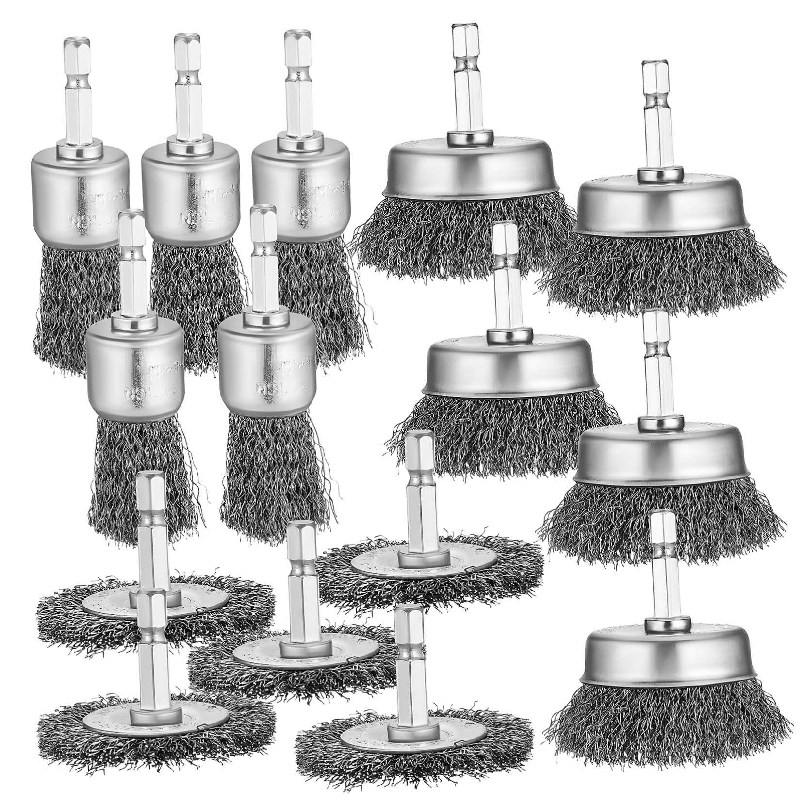 Brosse à Roue Métallique Ronde pour Perceuse, Lot de 15 Pièces