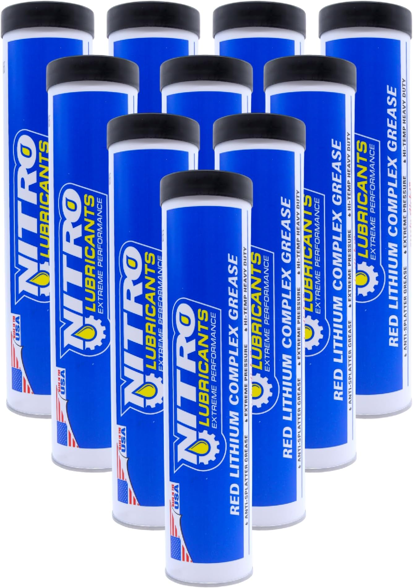 - Red Lithium Complex Grease – 14oz Tube for Automotive, Racing, Marine & Off-Road Use – Heavy-Duty, Extreme-Pressure, Multi-Purpose Grease, NLGI #2 (10-Pack)