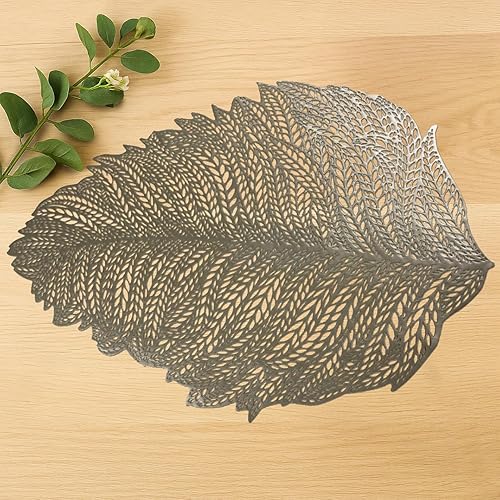 Decozen Juego de 6 manteles individuales con diseño perforado para decoración de cocina, resistente a los arañazos, resistente a las manchas de
