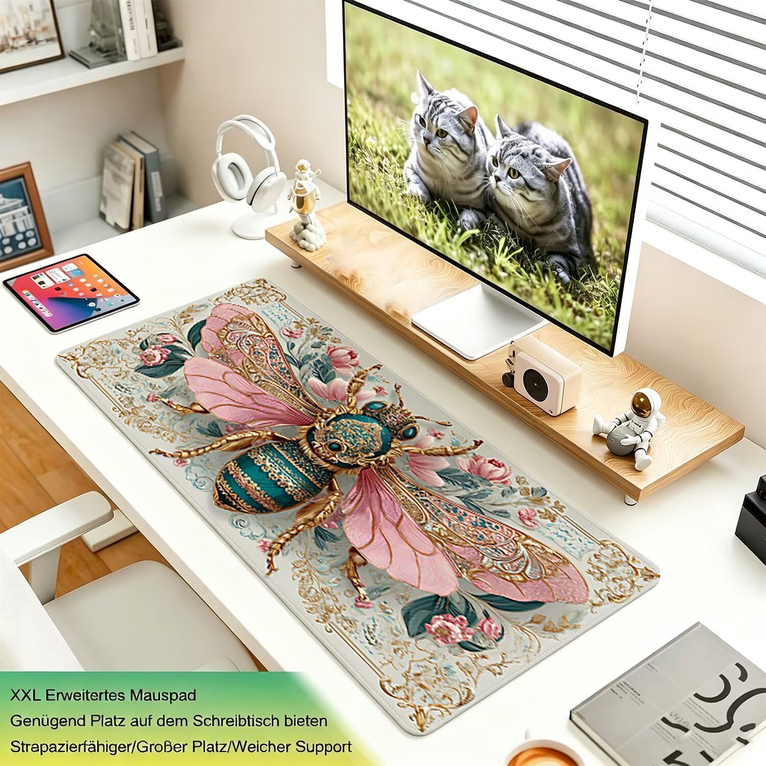 Tappetino Mouse Gaming XXL, Grande Mousepad 1200x600x4mm rosa ape 0x0-147 | Tappetino Scrivania con Base in Gomma Antiscivolo Bordi Cuciti per Computer, PC, Migliora la Precisione e la Velocità