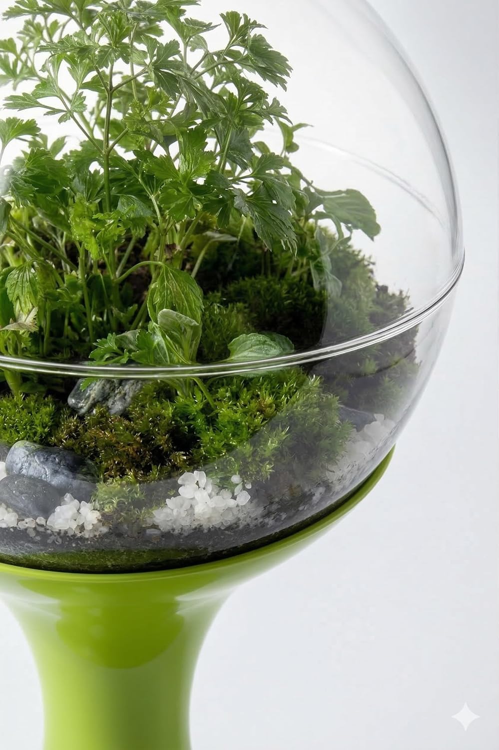 Atomic Space Age Terrarium (Green) – 15.5" Mid Century Modern Desktop Planter – Retro 70s Acrylic Sphere with Tulip Base & Vent – Vintage MCM Decor for Succulents & Collectibles