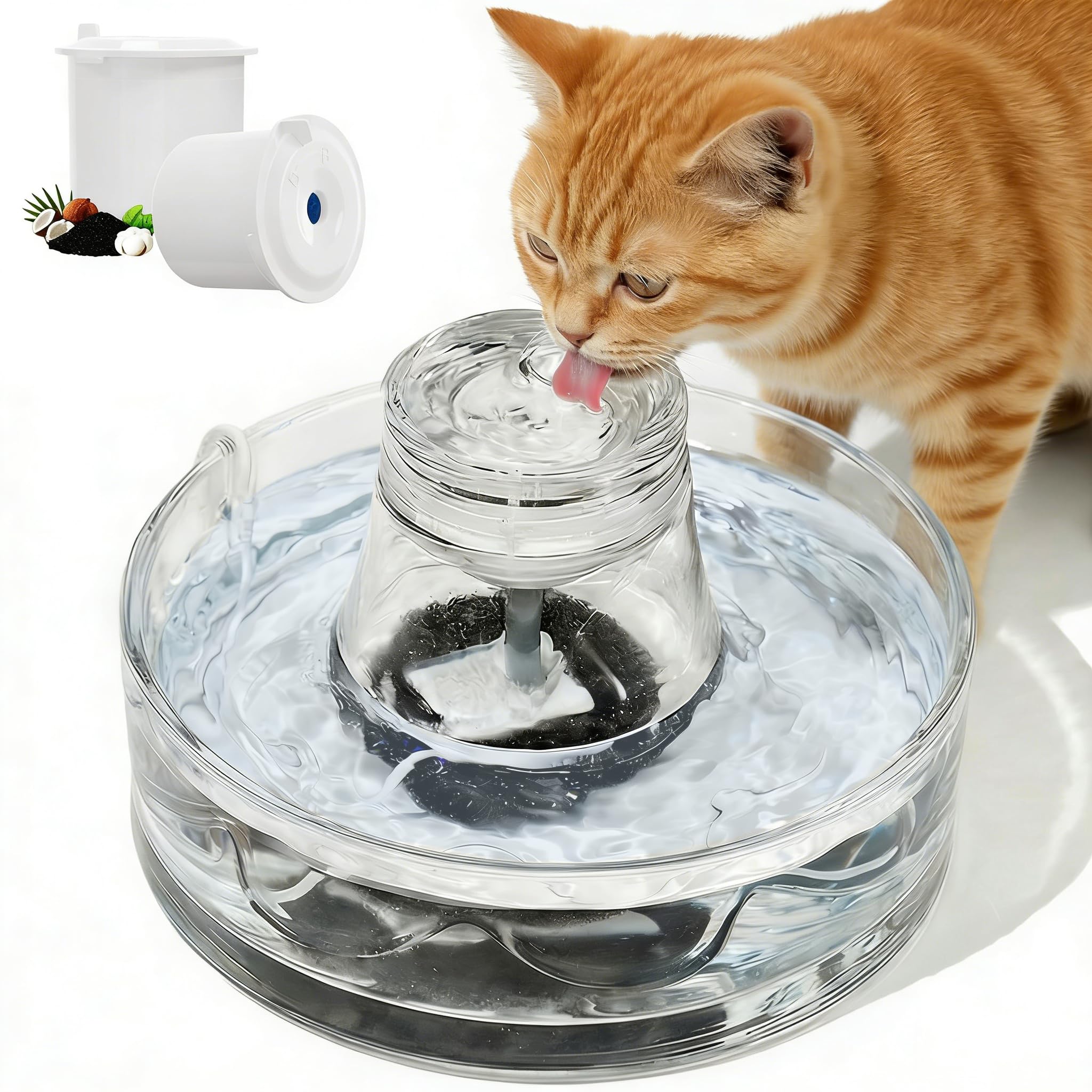 Photo 1 of Ficuswin Glass Cat Water Fountain - 88oz Clear