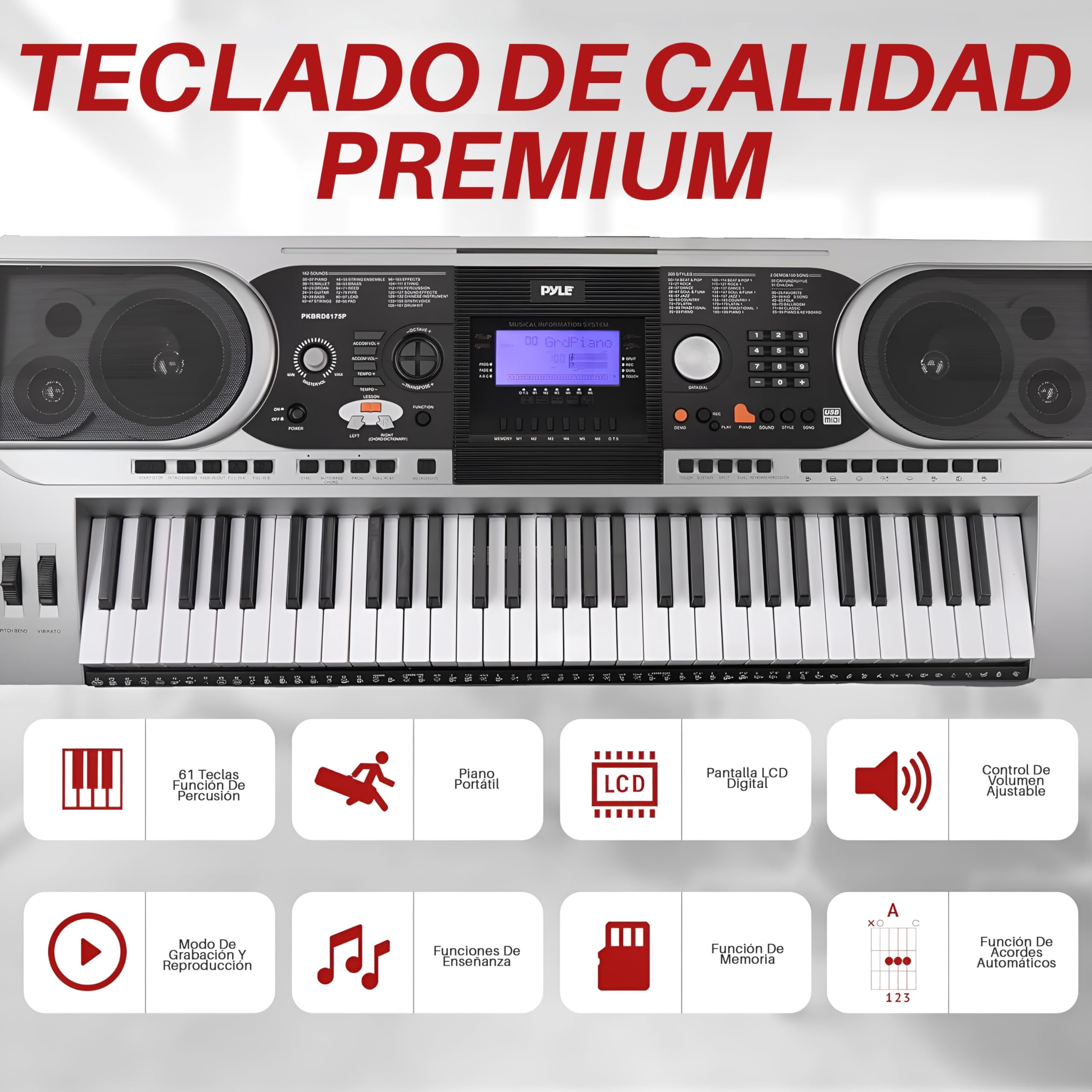 Pyle teclado electrónico portátil de 61 teclas, 2 en 1 para tocar y cantar, con pedal de sustain, Auriculares, Bolsa resistente a la intemperie, Taburete y soporte