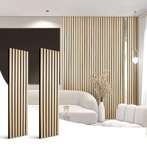 Acoustic Wood Slat Panels for Wall and Ceiling, 2 Pcs