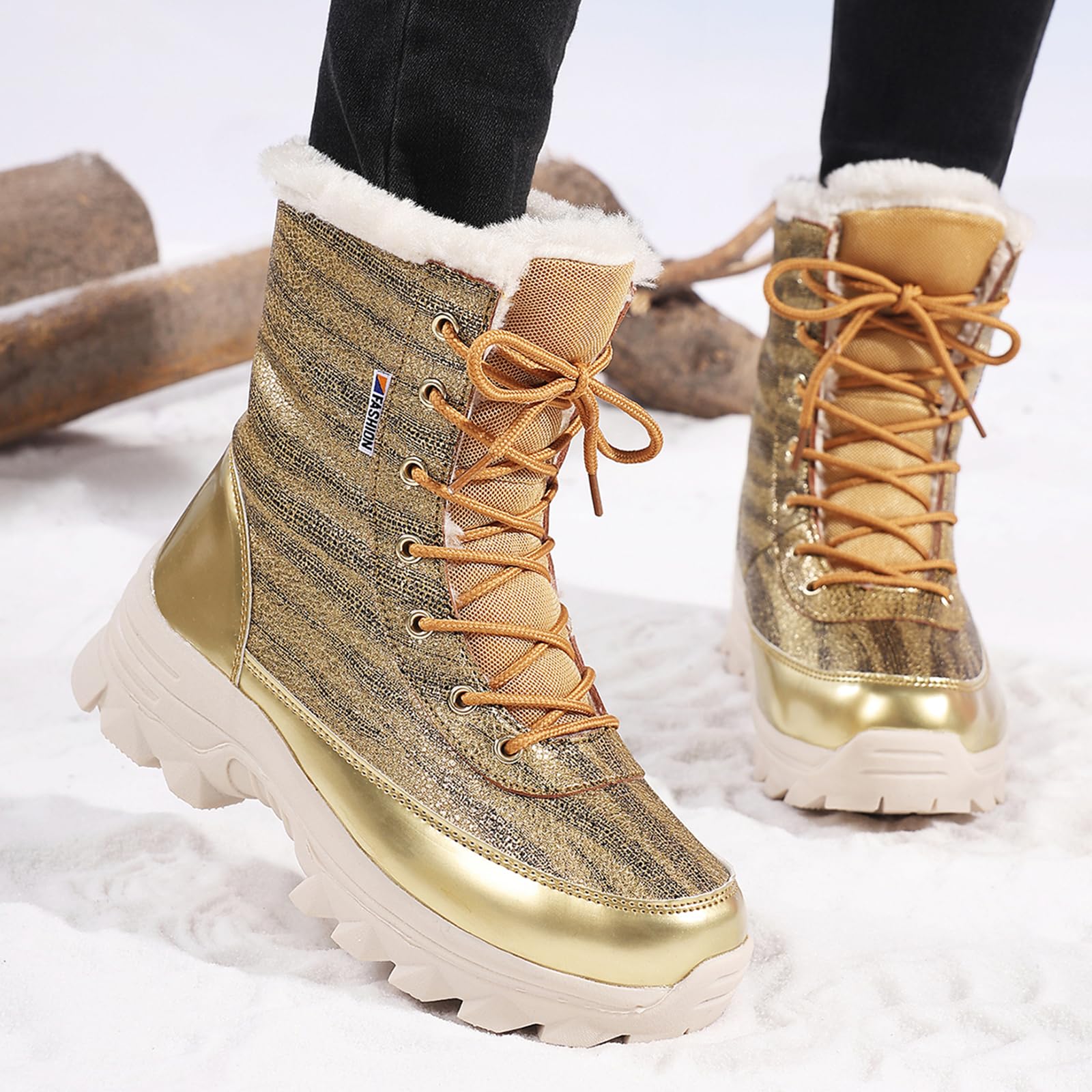 Damskie buty zimowe z podszewką z flauszu | antypoślizgowe buty trekkingowe zapewniają gładkość | Slim Fit na co dzień, do pracy i do miasta