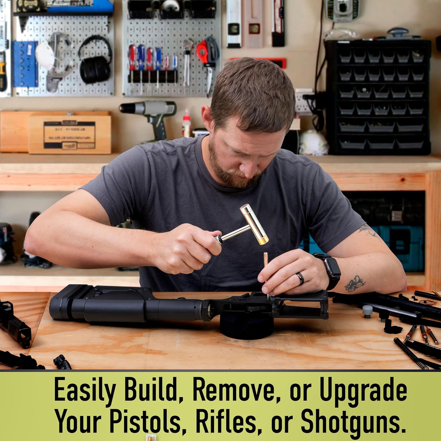 Deluxe Gun Cleaning/Gunsmithing Kit - Aluminum Bullet-Shaped Storage Case, Brass Rods, Wire Brushes, Mops, Adaptors, Slotted Patch Holders, Patches, Brush, Cleaning Pick, Empty Oil Bottle