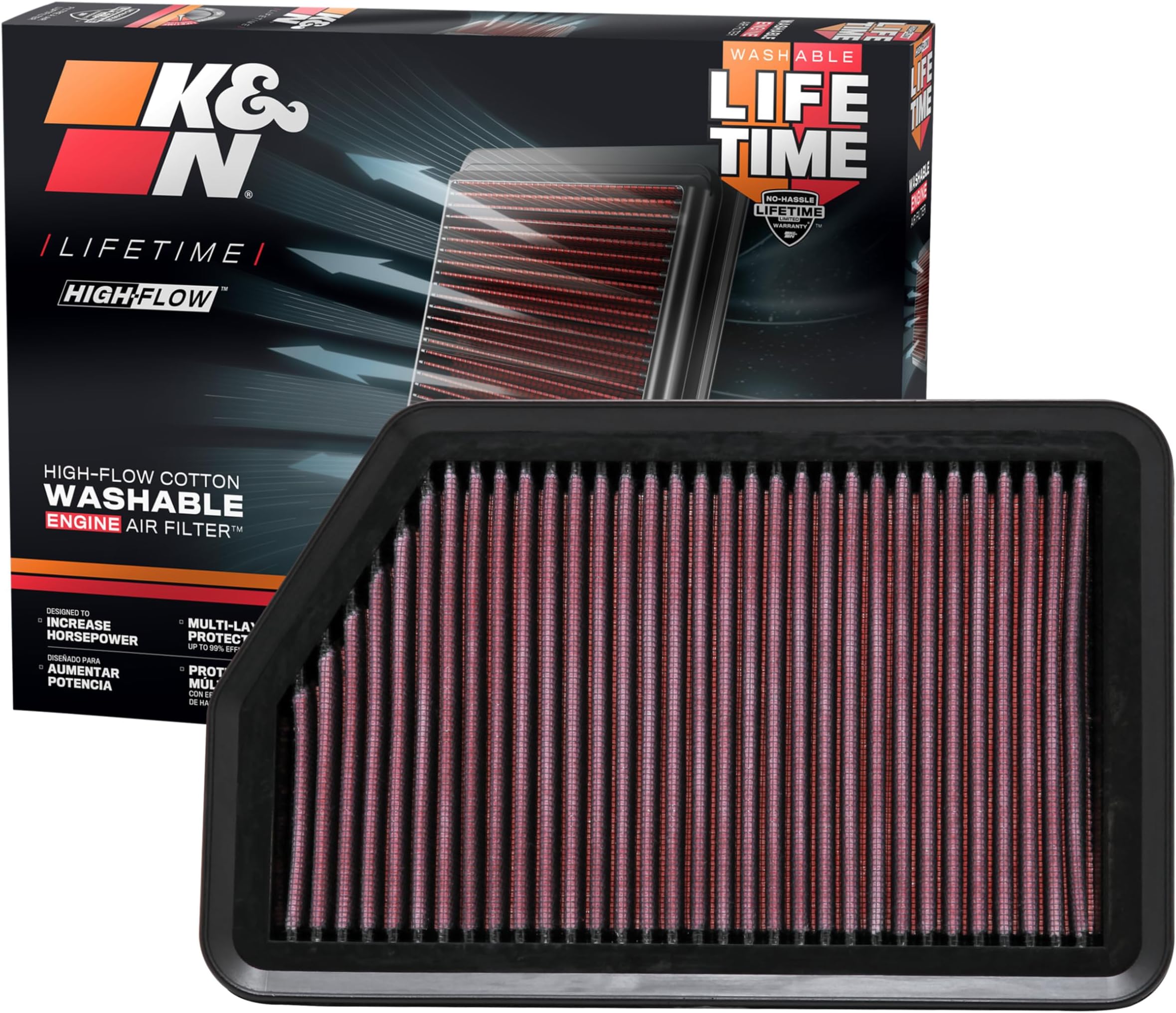 K&N 33-2451 High Performance Replacement Car Air Filter