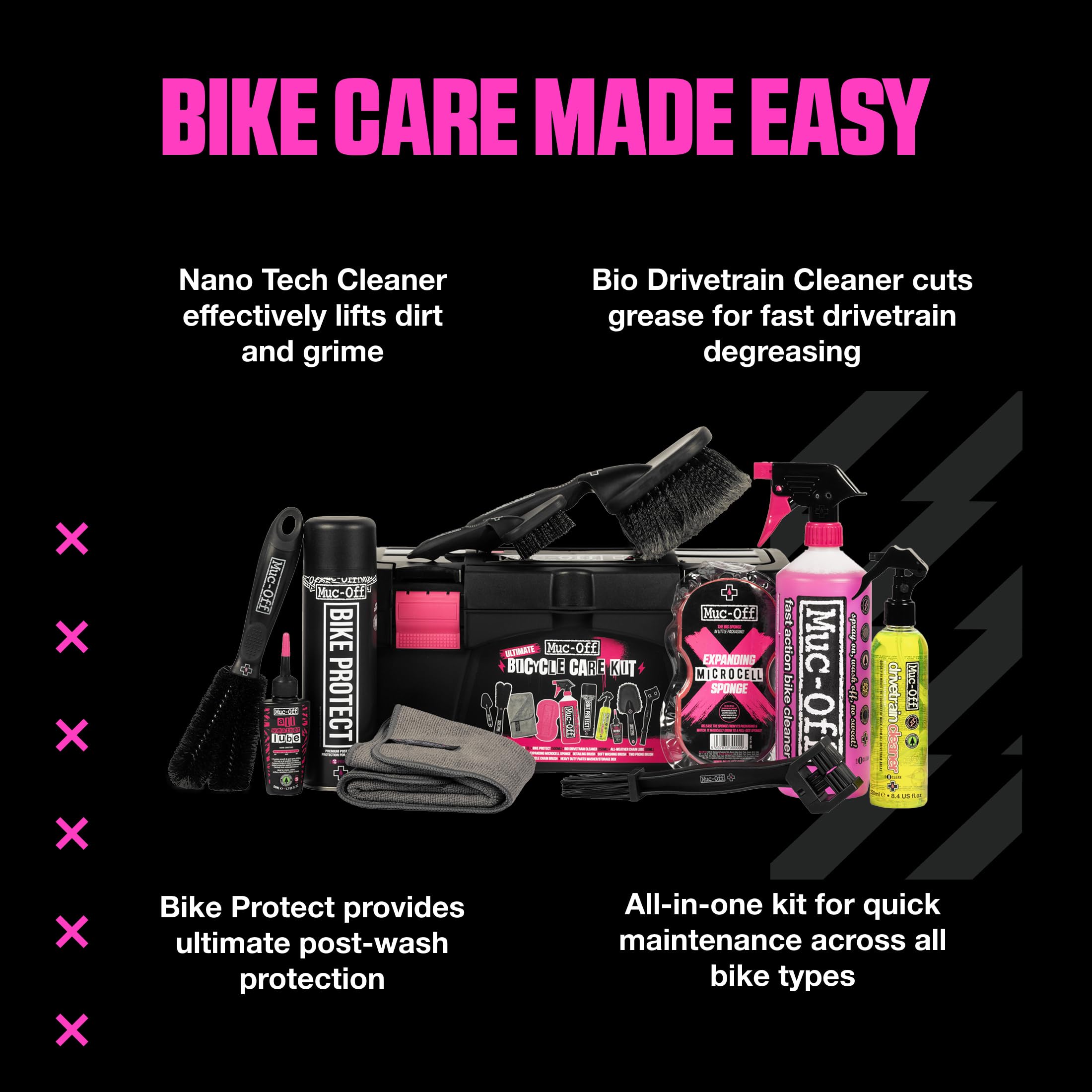 Muc-Off Ultimate Bicycle Cleaning Kit - Kit Pulizia Bici per Proteggere e Lubrificare la tua Bici - Include Lubrificante Catena Bici, Detergente Bici, Spazzole Pulizia Bici e Altro