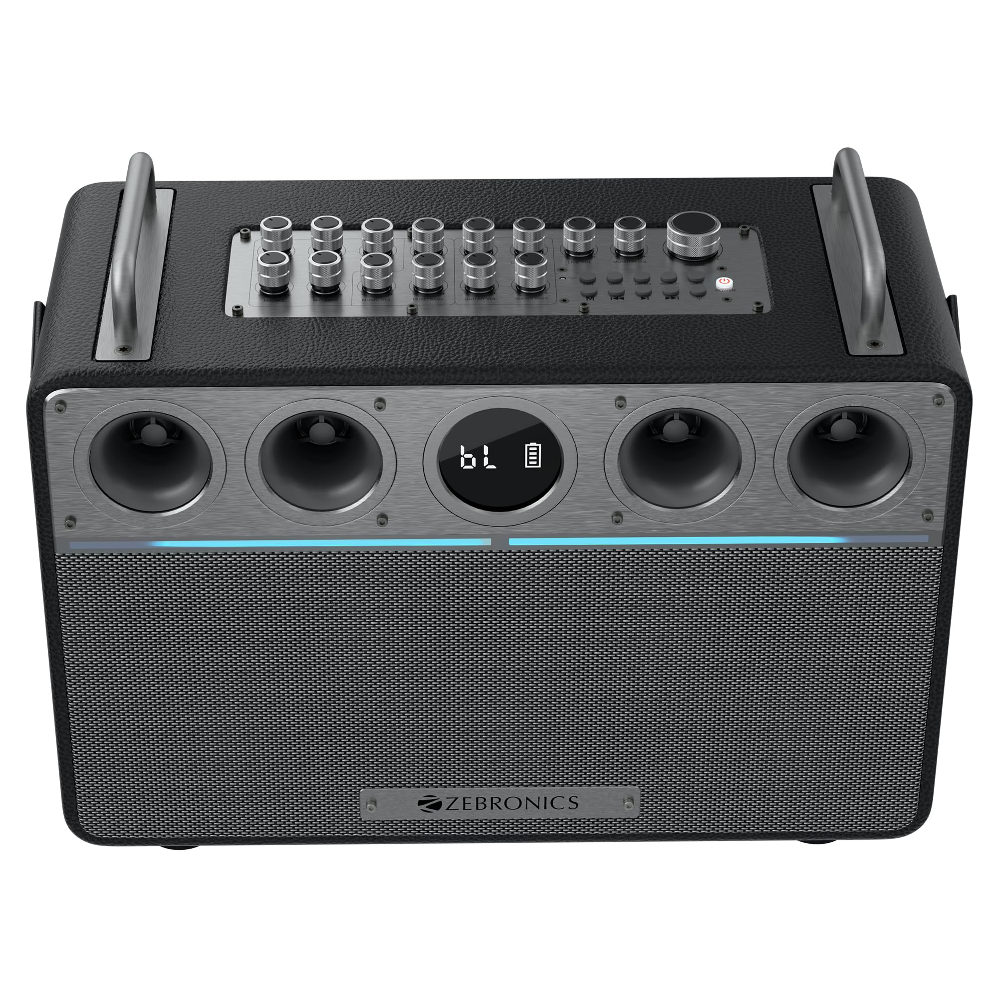ZEBRONICS Studio X One, 240W, 11 Hrs, 9000 mAh, Bluetooth Speaker, 45W Rapid Charge, Dual Wireless Mic, Karaoke, Recorder, Guitar Control, OTG Live Stream, 2.4GHz Transceiver, XLR/6.3mm Hybrid Port-image-9