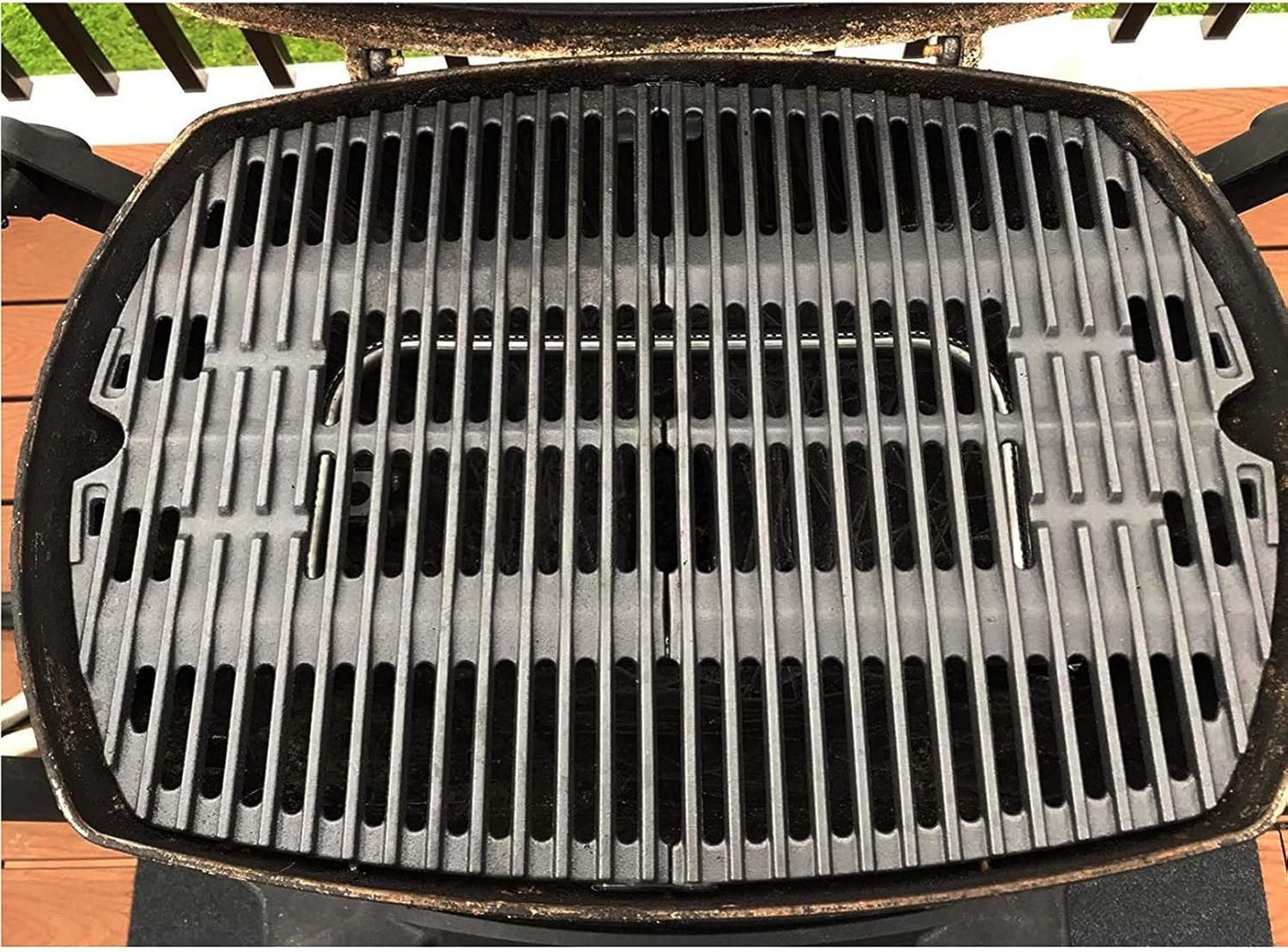 7646 7584 Replacement Cooking Grates for Weber Q300 Q320 Q3000 Q3200 Series Gas Grills, Matte Cast Iron Cooking Grate Replacement Parts for Weber 7646 7584
