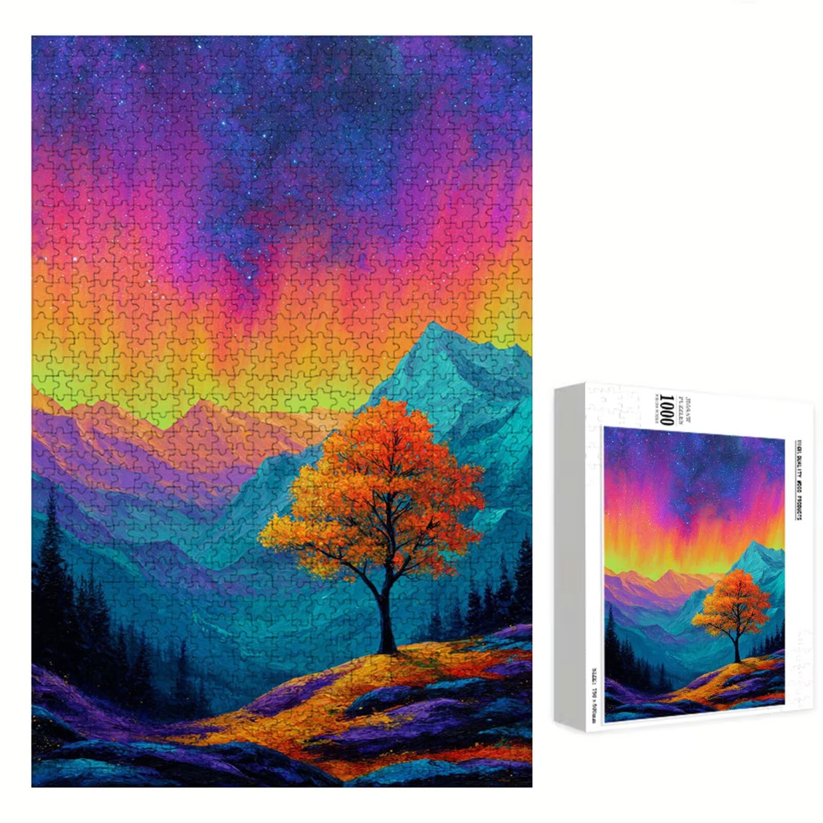 Puzzle 1500 Piezas Adultos Abstracto & Árbol, Rompecabezas con Letras Traseras y Póster, Pasatiempo Antiestrés, Decoración de Pared, Regalo Decorar Mujer Hombre 87 x 57 cm (14 Años +) P3#913