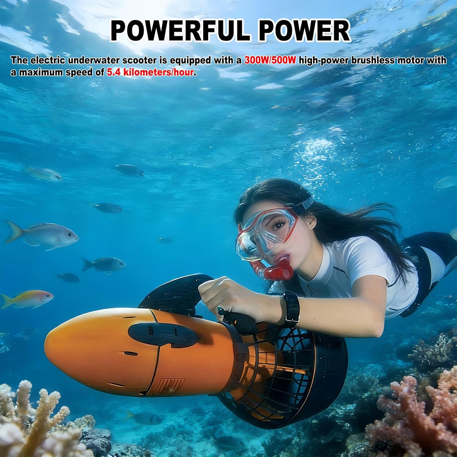 Underwater Scooter, Submersible Diving Equipment Underwater Underwater Thruster Swimming Surfing Electric Water Scooter for Scuba Diving Snorkeling Pool 500W