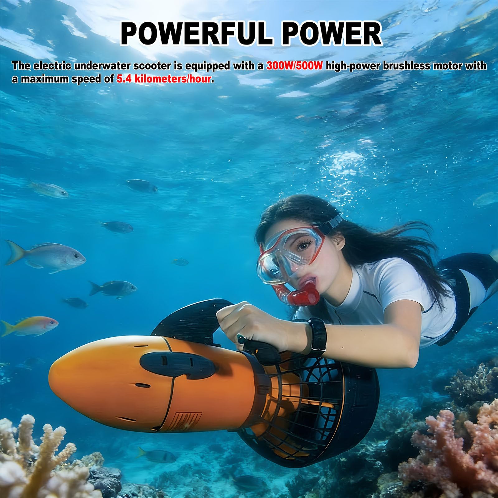 Scooter Submarino Sea Scooter, Propulsor De Natación para Buceo, Doble Velocidad para Piscina, Equipo Deportivo Impermeable para Natación, Buceo, Snorkel Y Aventuras En El Mar. 500W