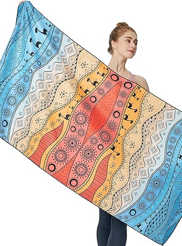 Miniatura 3 de Toalla de playa de microfibra grande sin arena, ligera y de secado rápido, toallas finas de microfibra a prueba de arena, 32 x 63 pulgadas,