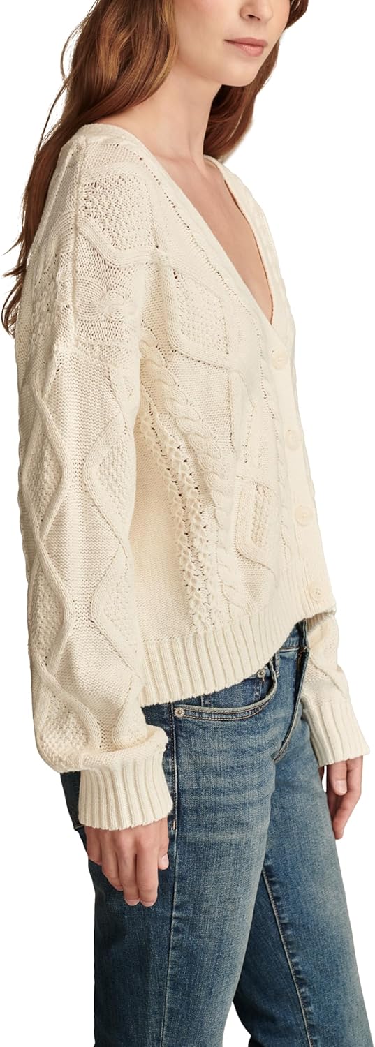 Lucky Brand Womens Cable Stitch Long Sleeve Cardi - Image 3
