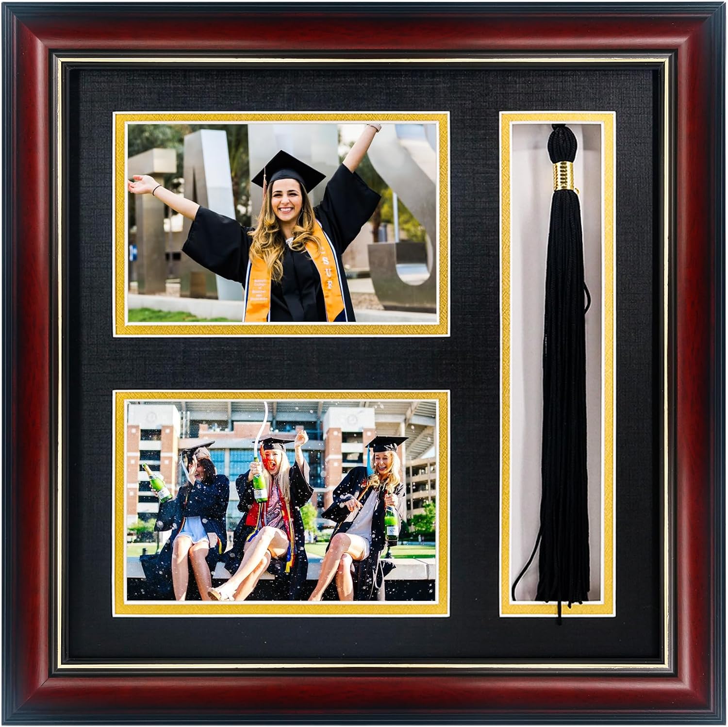 Graduation Picture Frame 5x7 with Tassel Holder, Class of 2025 Shadow Box Graduation Decoration Gift, Mahogany Photo Frame