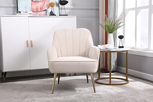 Miniatura 10 de Goujxcy Sillón tapizado de piel sintética de mediados de siglo, moderno con marco de metal, respaldo acolchado extra grueso y cojín de asiento para