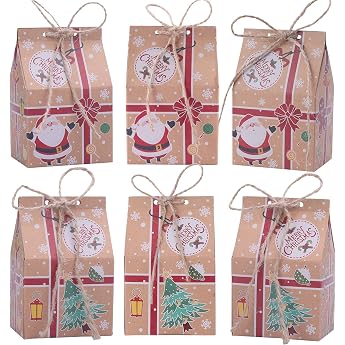 HSEAMALL 30 St ck Geschenkt ten Weihnachten Papiert ten klein geschenkboxen Kraftpapier Geschenkbox S igkeiten Box Gastgeschenke Hochzeit Kleinigkeiten f r Adventskalender zum Bef llen