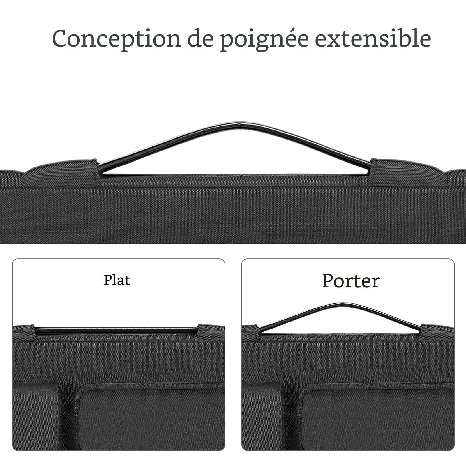 MOSISO Housse Ordinateur 13 Pouces Compatible avec MacBook Air 13 Pouces M5 M4 M3 M2 M1 2026-2018/Neo/Pro 13 M2 M1,Pochette PC Ouvert Latérale avec 2 Surélevées&1 Poche à Rabat,Noir