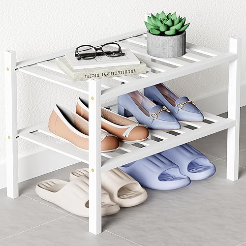 Miniatura 82 de Smiry Zapatero de bambú para clóset, organizador de zapatos apilable de 4 niveles largo de madera, estante de almacenamiento de zapatos Negro