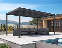 Vista 34 de PURPLE LEAF 94AS - Pérgola pequeña de aluminio compacto de 10 x 12 pies con techo rígido con listones ajustables para patio, cubierta de terraza